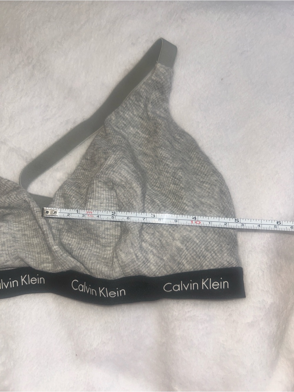 Cotton Calvin Klein Women's Grey Triangle Ribbed Wireless Bralette Bra lounge - Picture 5 of 5